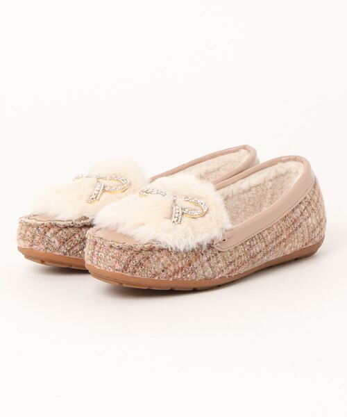 Bridget Birkin(ブリジットバーキン)の「【Bridget Birkin】キラキラリボンムートンシューズ(521634)(モカシン/デッキシューズ・レディース・キャメル/ベージュ/ブラック/グレイッシュベージュ・22.5/23.5/23/24.5/24)」の3枚目の写真