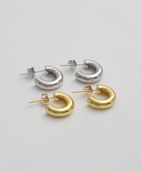 Geel(ギール)の「Geel/コンパクト フープピアス(ピアス(両耳用)・レディース・シルバー/ゴールド・FREE)」の3枚目の写真