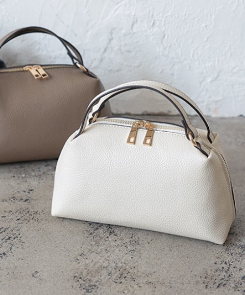 KOBE LETTUCE（コウベレタス）の「2ハンドルスクエアミニバッグ（ハンドバッグ・レディース・アイボリー/ブラック/グレイッシュベージュ/グレー/ベージュ/ブルー系/ピンク/イエロー・FREE）」の2枚目の写真