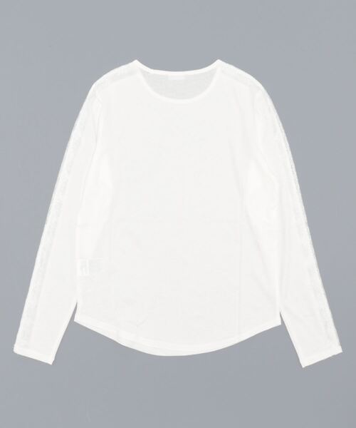 BENETTON (UNITED COLORS OF BENETTON)(ベネトンユナイテッドカラーズオブベネトン)の「クルーネックサイドレースラウンドテール長袖Tシャツ・カットソー(Tシャツ/カットソー・レディース・ホワイト/ブラック・X-SMALL/SMALL/MEDIUM/LARGE)」の9枚目の写真
