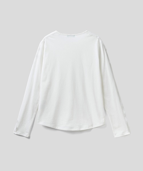 BENETTON (UNITED COLORS OF BENETTON)(ベネトンユナイテッドカラーズオブベネトン)の「クルーネックサイドレースラウンドテール長袖Tシャツ・カットソー(Tシャツ/カットソー・レディース・ホワイト/ブラック・X-SMALL/SMALL/MEDIUM/LARGE)」の11枚目の写真