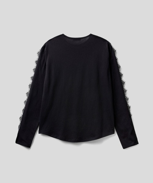 BENETTON (UNITED COLORS OF BENETTON)(ベネトンユナイテッドカラーズオブベネトン)の「クルーネックサイドレースラウンドテール長袖Tシャツ・カットソー(Tシャツ/カットソー・レディース・ホワイト/ブラック・X-SMALL/SMALL/MEDIUM/LARGE)」の13枚目の写真