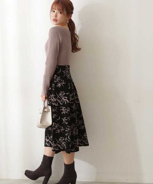 PROPORTION BODY DRESSING（プロポーションボディドレッシング）の「フラワージャガードニットワンピース / 1212240019（ワンピース・レディース・オフホワイト/ダークグレー/ベージュ・MEDIUM/SMALL）」の13枚目の写真