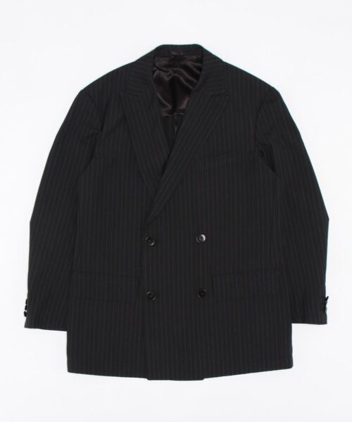 Scye(サイ)の「Polyester Striped 4B Double Breasted Jacket(テーラードジャケット・メンズ・ブラック・36)」の1枚目の写真