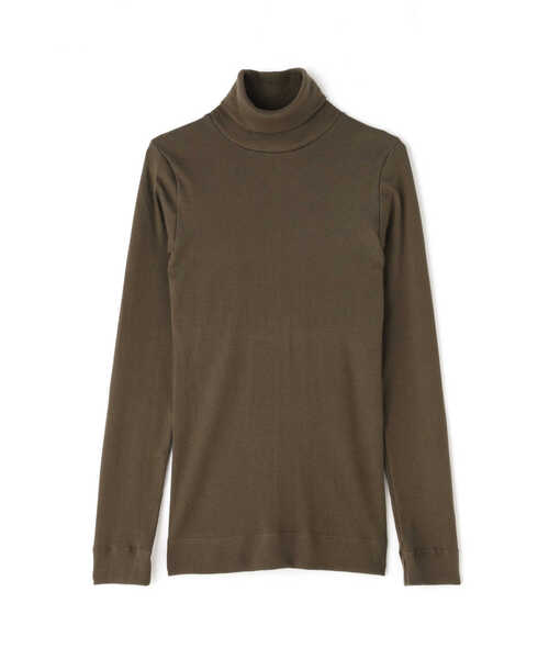 human woman（ヒューマンウーマン）の「オーガニック丸胴タートルカットソー（Tシャツ/カットソー・レディース・グレー系その他/カーキ/ホワイト・MEDIUM）」の7枚目の写真