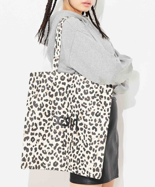 X-girl(エックスガール)の「MILLS LOGO CANVAS TOTE BAG(トートバッグ・レディース・ブラック/ピンク/ベージュ・ONE SIZE)」の2枚目の写真