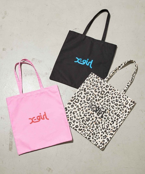 X-girl(エックスガール)の「MILLS LOGO CANVAS TOTE BAG(トートバッグ・レディース・ブラック/ピンク/ベージュ・ONE SIZE)」の4枚目の写真