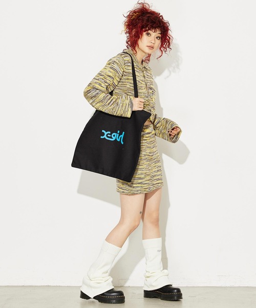 X-girl(エックスガール)の「MILLS LOGO CANVAS TOTE BAG(トートバッグ・レディース・ブラック/ピンク/ベージュ・ONE SIZE)」の9枚目の写真
