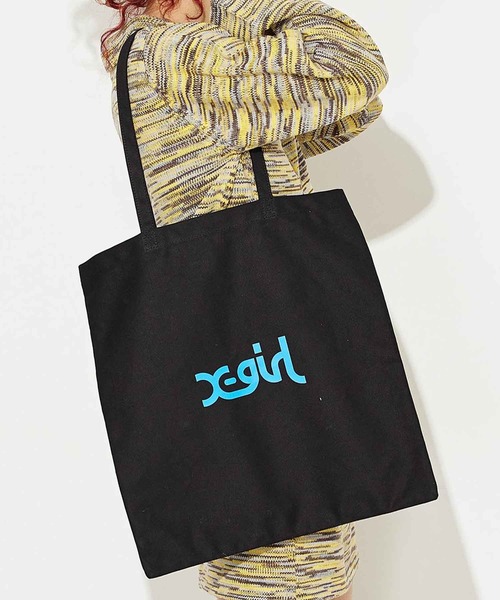 X-girl(エックスガール)の「MILLS LOGO CANVAS TOTE BAG(トートバッグ・レディース・ブラック/ピンク/ベージュ・ONE SIZE)」の5枚目の写真