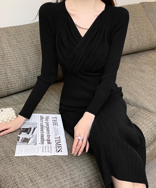 Jasmine カクシュールvネックニットロングワンピース ワンピース Jasmine Grandiflorum ジャスミングランディフローラム のファッション通販 Zozotown