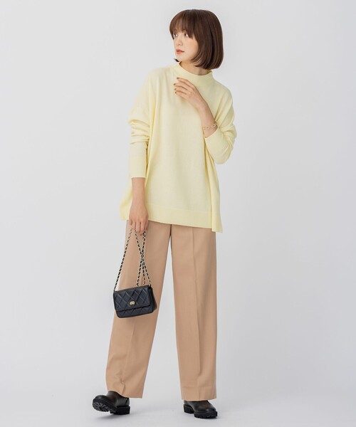 セール】【洗える】セミウーステッドウール モックネック ニット