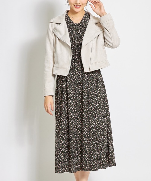 tocco closet（トッコ　クローゼット）の「ポケットリボンスエードライダースジャケット（ライダースジャケット・レディース・ライトグレー/アイボリー/ライトベージュ・M）」の16枚目の写真