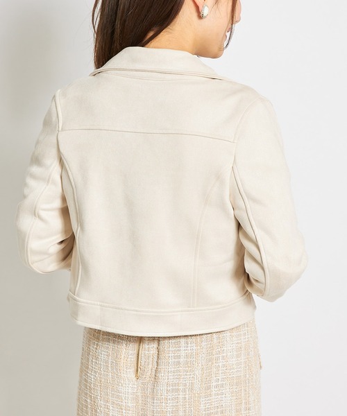 tocco closet（トッコ　クローゼット）の「ポケットリボンスエードライダースジャケット（ライダースジャケット・レディース・ライトグレー/アイボリー/ライトベージュ・M）」の14枚目の写真