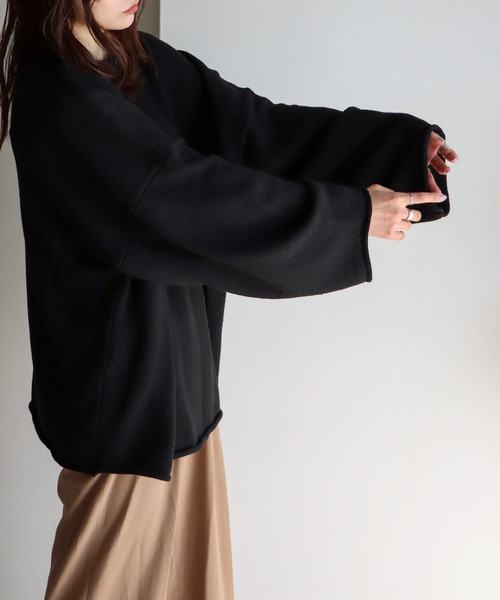 COURO(コウロ)の「ボリュームスリーブボートネックオーバーニット(ニット/セーター・レディース・オレンジ/パープル/ダークグリーン/ブラック/アイボリー・M/L)」の7枚目の写真