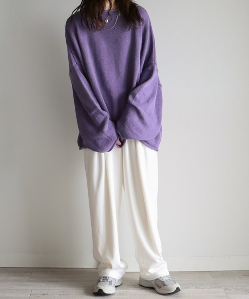 COURO(コウロ)の「ボリュームスリーブボートネックオーバーニット(ニット/セーター・レディース・オレンジ/パープル/ダークグリーン/ブラック/アイボリー・M/L)」の19枚目の写真