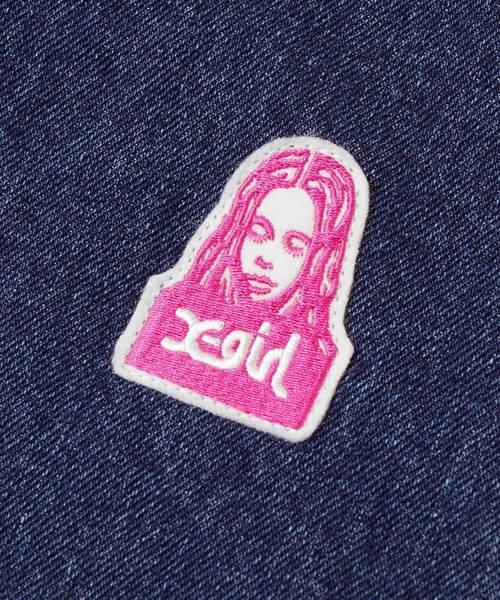X-girl（エックスガール）の「FACE EMBROIDERY DENIM SHIRT（シャツ/ブラウス・レディース・インディゴブルー・S/M）」の4枚目の写真