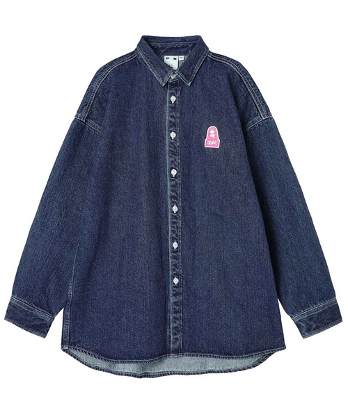 X-girl（エックスガール）の「FACE EMBROIDERY DENIM SHIRT（シャツ/ブラウス・レディース・インディゴブルー・S/M）」の15枚目の写真