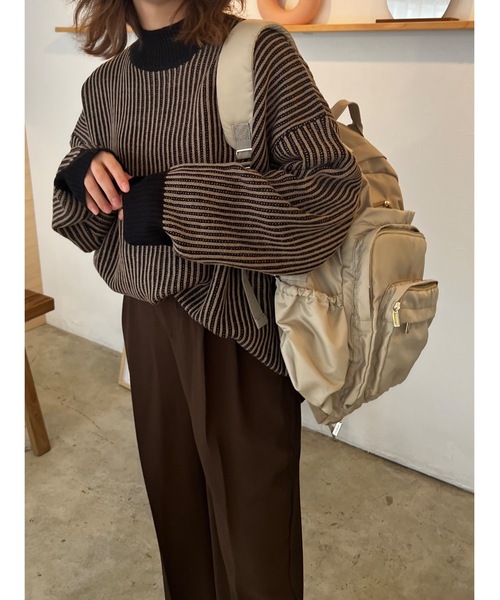 JUMELLE（ジュメロ）の「ストライプ柄ニット（ニット/セーター・レディース・ベージュ/ブラック・MEDIUM）」の2枚目の写真