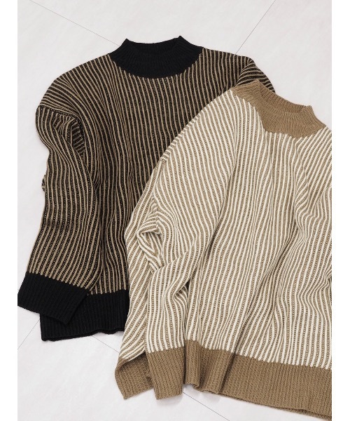 JUMELLE（ジュメロ）の「ストライプ柄ニット（ニット/セーター・レディース・ベージュ/ブラック・MEDIUM）」の18枚目の写真