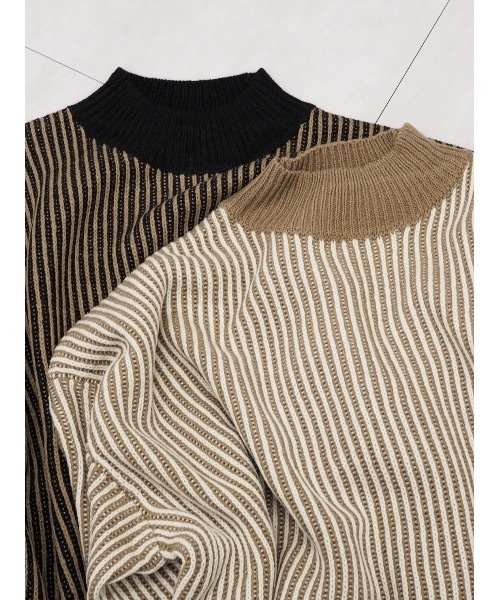 JUMELLE（ジュメロ）の「ストライプ柄ニット（ニット/セーター・レディース・ベージュ/ブラック・MEDIUM）」の19枚目の写真