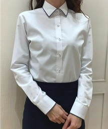 透け防止 形態安定ノーアイロン ワイド 長袖ビジネスワイシャツ