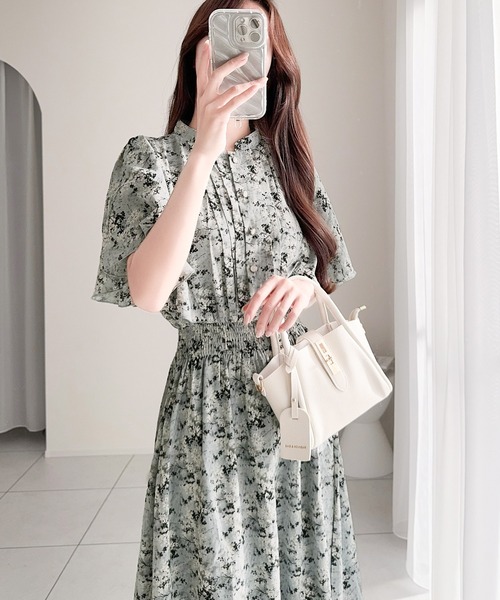 セール】【mily bilet】大人かわいいを咲かせる。花柄フレア袖