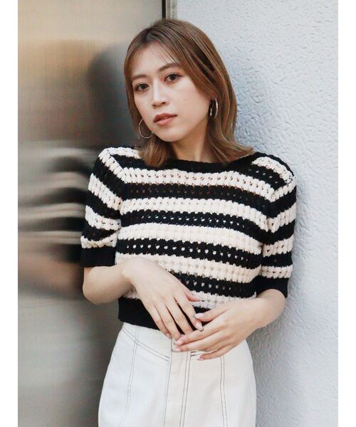 MURUA（ムルーア）の「メッシュショートニット（ニット/セーター・レディース・ブラック/ブルー・FREE）」の20枚目の写真