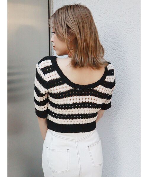 MURUA（ムルーア）の「メッシュショートニット（ニット/セーター・レディース・ブラック/ブルー・FREE）」の14枚目の写真