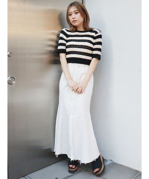 MURUA（ムルーア）の「メッシュショートニット（ニット/セーター・レディース・ブラック/ブルー・FREE）」の17枚目の写真