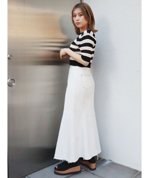 MURUA（ムルーア）の「メッシュショートニット（ニット/セーター・レディース・ブラック/ブルー・FREE）」の3枚目の写真