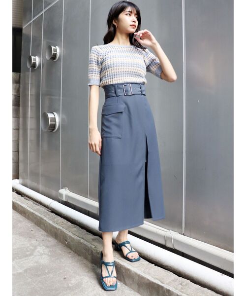 MURUA（ムルーア）の「メッシュショートニット（ニット/セーター・レディース・ブラック/ブルー・FREE）」の7枚目の写真