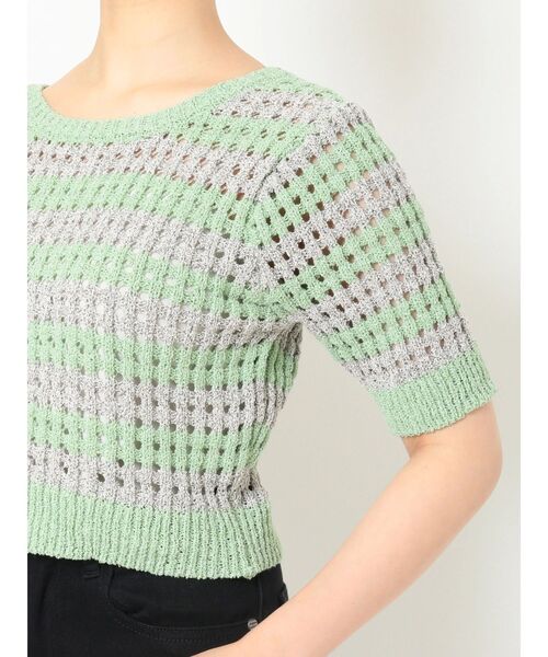 MURUA（ムルーア）の「メッシュショートニット（ニット/セーター・レディース・ブラック/ブルー・FREE）」の6枚目の写真