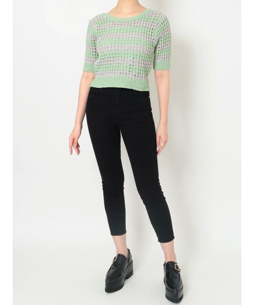 MURUA（ムルーア）の「メッシュショートニット（ニット/セーター・レディース・ブラック/ブルー・FREE）」の8枚目の写真