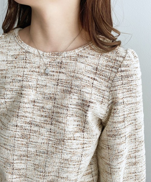セール】ボリュームスリーブカラーツイードプルオーバー（シャツ