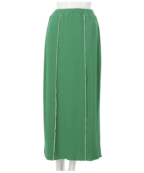 ANAP（アナップ）の「カットリブメロー配色ナロースカート（スカート・レディース・ブラック/グリーン/アイボリー・FREE）」の7枚目の写真