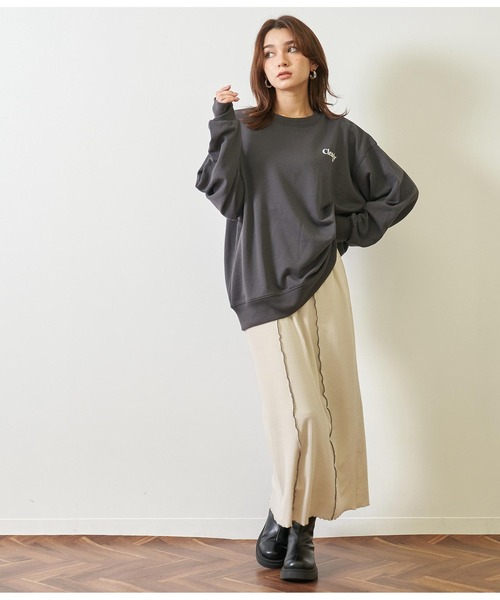 ANAP（アナップ）の「カットリブメロー配色ナロースカート（スカート・レディース・ブラック/グリーン/アイボリー・FREE）」の9枚目の写真