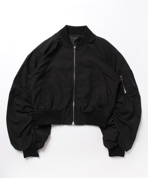 STYLEBLOCK（スタイルブロック）の「EツイルショートMA1ブルゾン（MA-1・レディース・アイボリー/ライトグレー/ブラック/カーキ・M）」の7枚目の写真