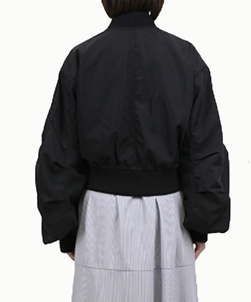 STYLEBLOCK（スタイルブロック）の「EツイルショートMA1ブルゾン（MA-1・レディース・アイボリー/ライトグレー/ブラック/カーキ・M）」の9枚目の写真