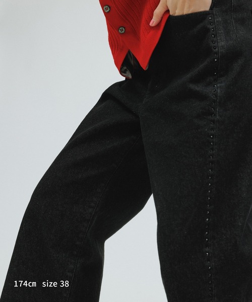 M TO R（ムウトアール）の「［PANTS］SIDELINE BIJOU LOOSE STRAIGHT DENIM PANTS（デニムパンツ・レディース・ブラック/ブルー系その他4・36/38/40）」の8枚目の写真