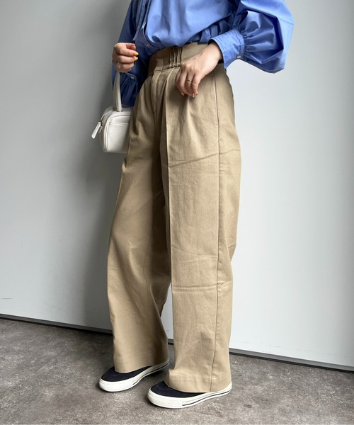 CPCM(シーピーシーエム)の「ウエストピンタックパンツ(チノパンツ・レディース・ベージュ/ブラック・FREE)」の8枚目の写真