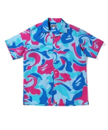 MARBLE CAMO OPEN COLLAR S/S SHIRT M