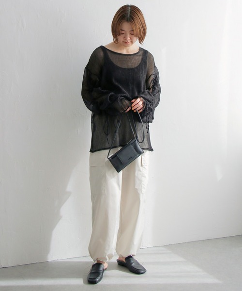 notch.（ノッチ）の「ベネシャンカーゴパンツ（カーゴパンツ・レディース・ブラック/ダークグリーン/オフホワイト・M）」の4枚目の写真