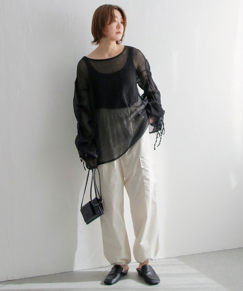 notch.（ノッチ）の「ベネシャンカーゴパンツ（カーゴパンツ・レディース・ブラック/ダークグリーン/オフホワイト・M）」の11枚目の写真