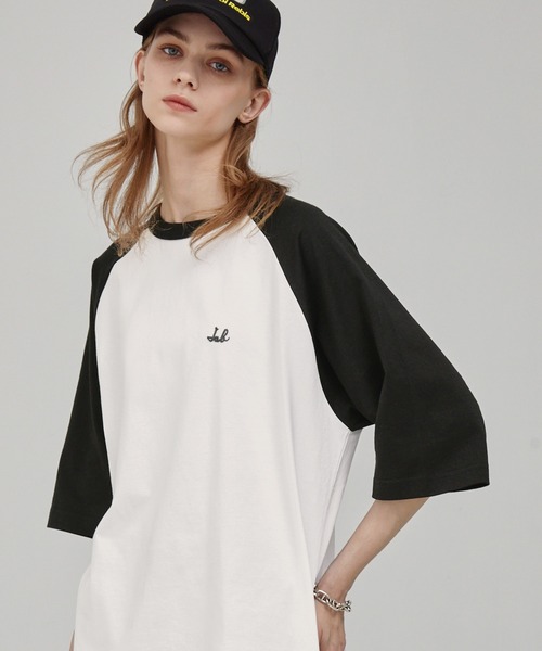EMMA CLOTHES(エマクローズ)の「チェーン刺繍ルーズラグランスリーブ半袖Tシャツ EMMA CLOTHES(Tシャツ/カットソー・メンズ・スミクロ/モカ/グリーン/ダークネイビー/ブルーグレー/ダークオレンジ/ブラック/チャコール/ライトグリーン/レッド・L/M)」の13枚目の写真