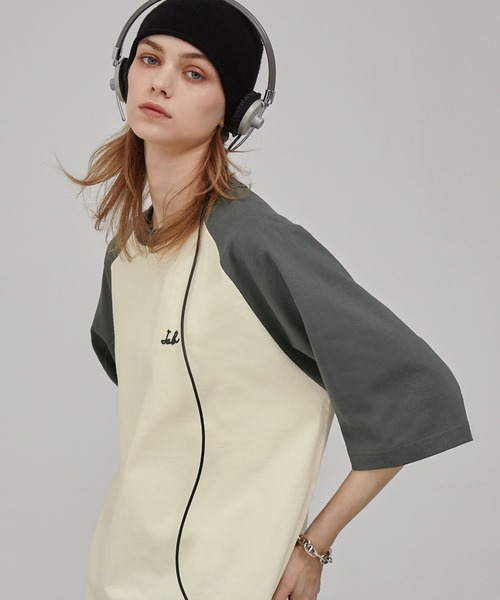EMMA CLOTHES(エマクローズ)の「チェーン刺繍ルーズラグランスリーブ半袖Tシャツ EMMA CLOTHES(Tシャツ/カットソー・メンズ・スミクロ/モカ/グリーン/ダークネイビー/ブルーグレー/ダークオレンジ/ブラック/チャコール/ライトグリーン/レッド・L/M)」の19枚目の写真