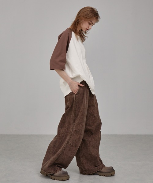 marno マーノEmma shirt エマシャツ（値下げ不可） ミジンボーダーオーバーサイズショートスリーブリンガーTシャツ