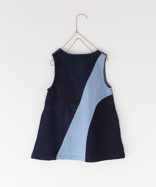 LOWRYS FARM（ローリーズファーム）の「デニムパッチワークミニワンピース　192032（ワンピース・キッズ・ブルー・110cm/120cm/130cm/140cm/150cm）」の5枚目の写真
