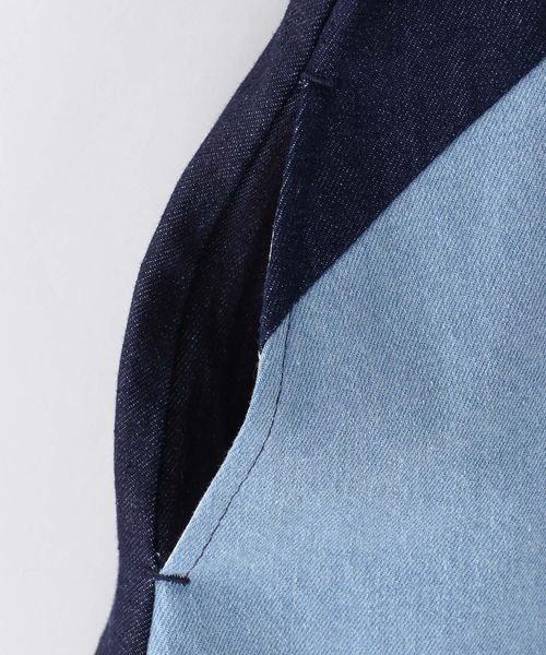 LOWRYS FARM（ローリーズファーム）の「デニムパッチワークミニワンピース　192032（ワンピース・キッズ・ブルー・110cm/120cm/130cm/140cm/150cm）」の3枚目の写真