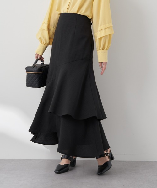 earth music&ecology（アースミュージックアンドエコロジー）の「アシンメトリーイレヘムスカート（スカート・レディース・ブラック/ベージュ/モカ・M/S）」の2枚目の写真