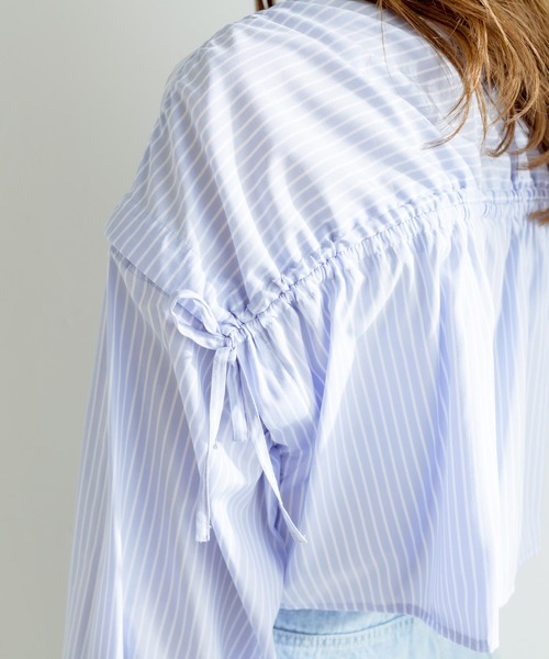 OLIVE des OLIVE（オリーブデオリーブ）の「肩あきクロップドシャツ　1031040160（シャツ/ブラウス・レディース・オフホワイト/サックスブルー/ネイビー/ブラック/ホワイト/ピンク・FREE）」の7枚目の写真